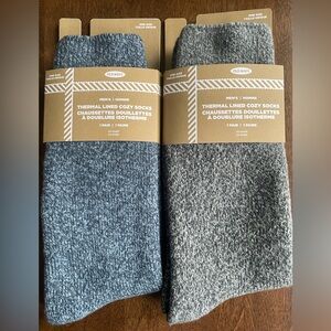 Brand New - Old Navy Men's Thermal Lined Cozy Socks - Blue and Gray